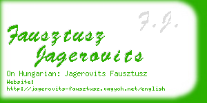 fausztusz jagerovits business card